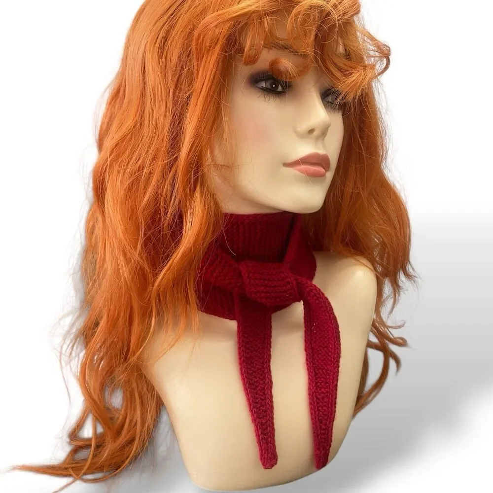 Sophie Scarf Deep Red Cashmere Gift Ready Neck Warmer Handknit Women Neckerchief